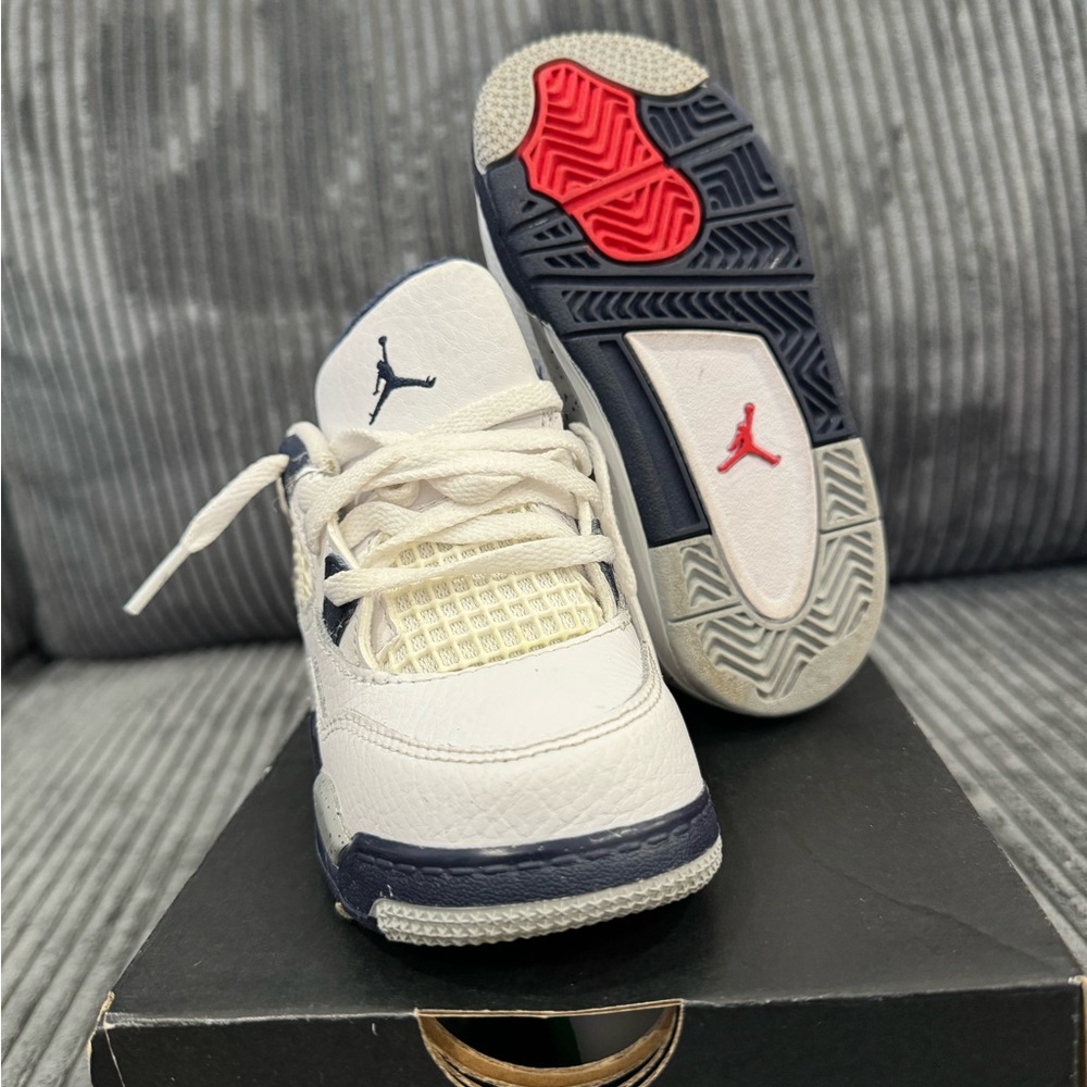Jordan White and Blue Sneakers with Leather Upper